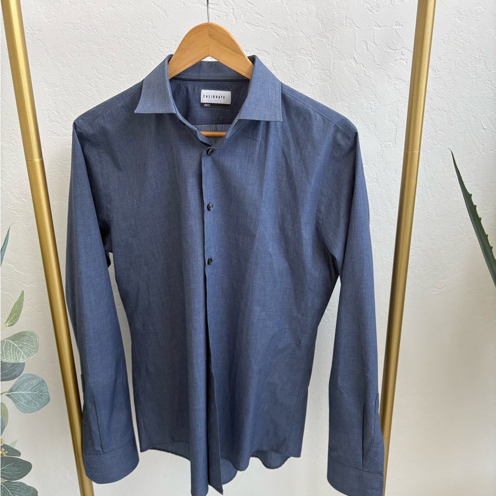 C2 by Calibrate Men's Slate Blue Dress Shirt